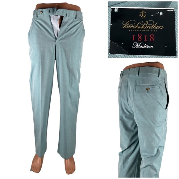 Brooks Brothers Mens 29 X 32 (actual) Pants Madison Aquamarine 100% Cotton NWT